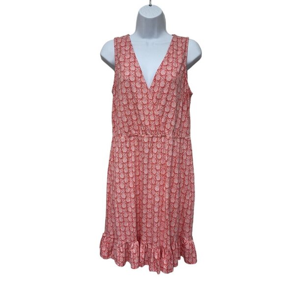 Tommy Bahama Pineapple Print Coral Knee Length Ruffle Hem Sleeveless Dress Sz Sm - Picture 1 of 7